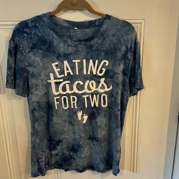 Maternity shorts and maternity T-shirt.. Eating Tacos for Two. - Picture 2 of 5